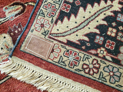 10' X 14' Vintage Hand Made Turkish Wool Rug Carpet Red Black Hand Knotted Nice - Nuvé