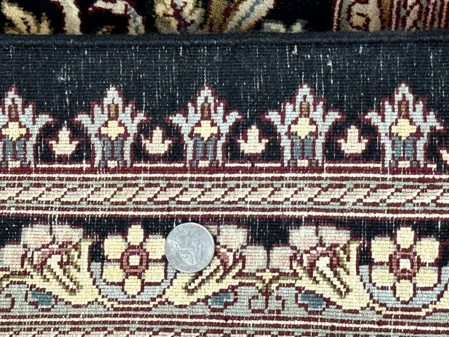Pak Persian Rug 9x12, Highly Detailed Fine 260 KPSI, Floral, Handmade Traditional Carpet, Black - Nuvé