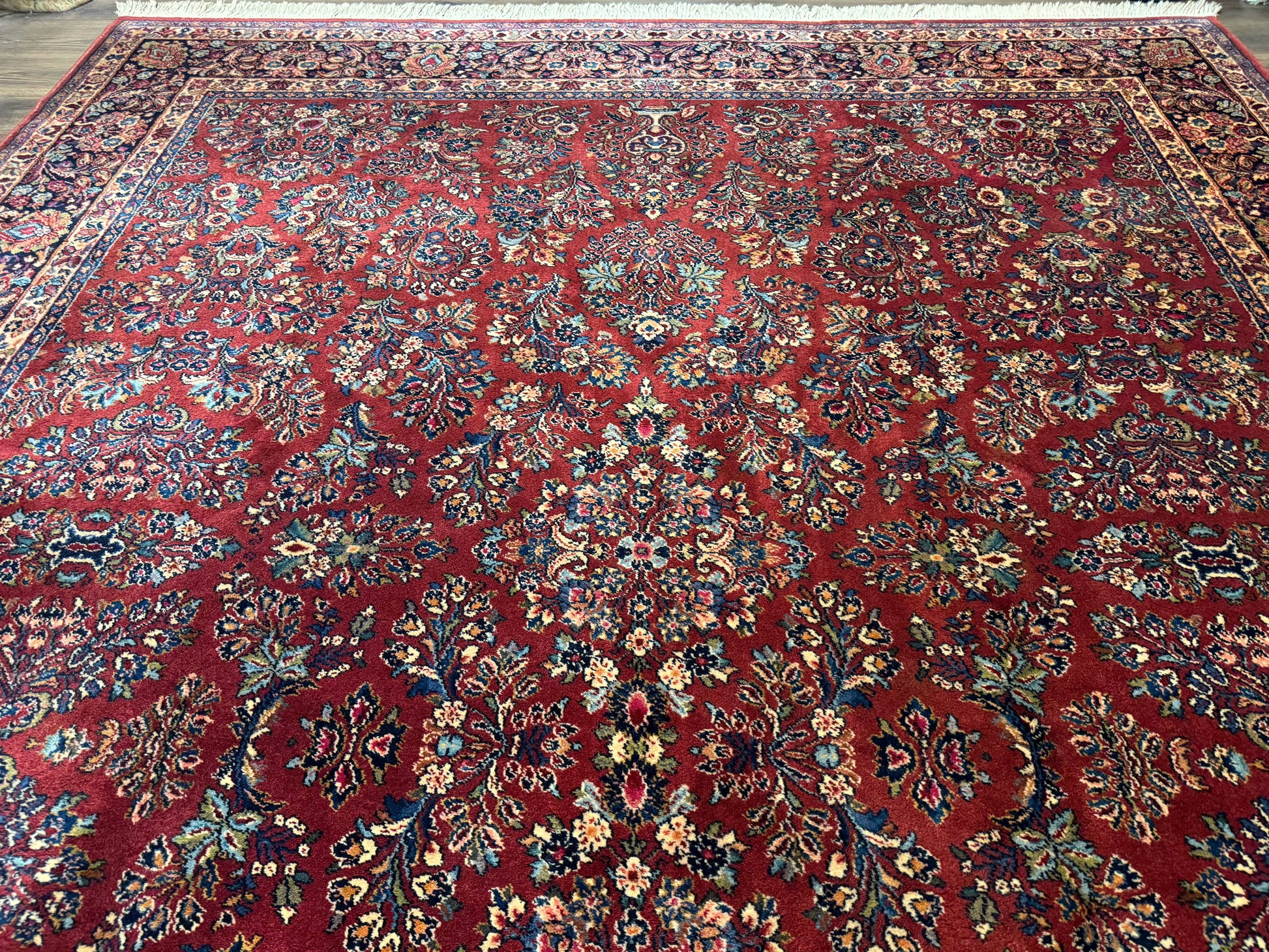 Karastan Rug 10x14, Red Sarouk #785, Wool Original 700 Series - Nuvé