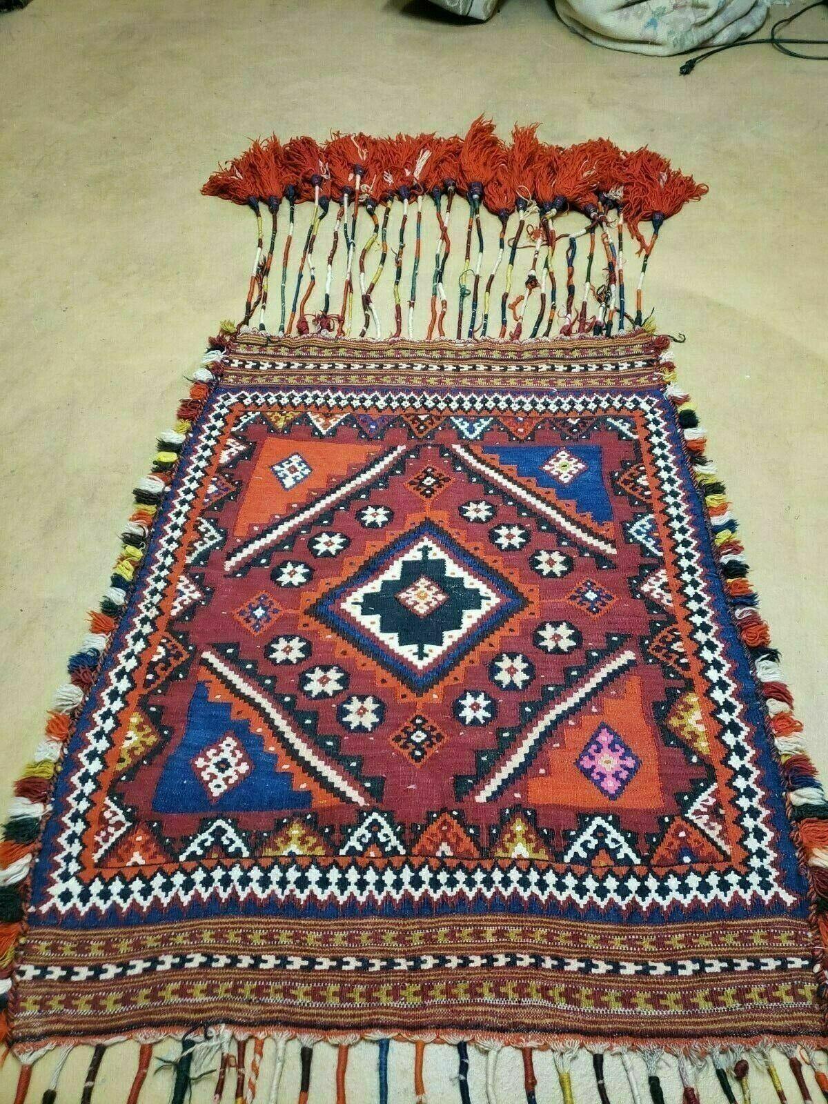 3' X 4' Antique Handmade Turkish Wool Kilim Rug Decorative Seat Cover - Nuvé