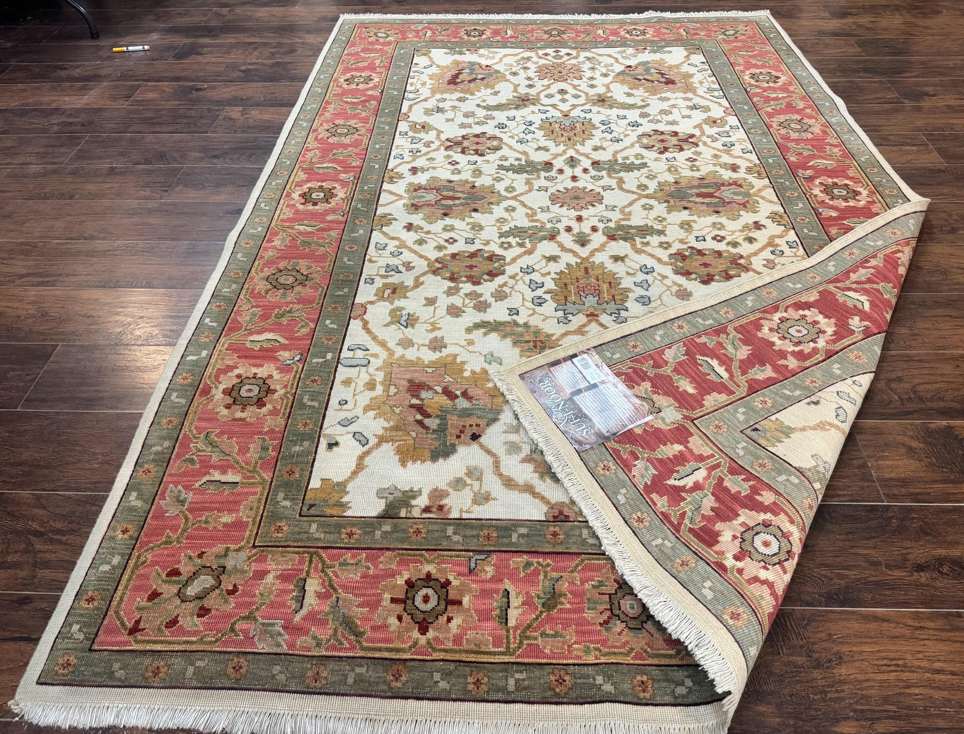 Flatweave Soumak Rug 6x9, Nourison Rug, Wool Handmade, Floral, Ivory - Nuvé