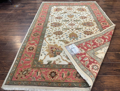 Flatweave Soumak Rug 6x9, Nourison Rug, Wool Handmade, Floral, Ivory - Nuvé