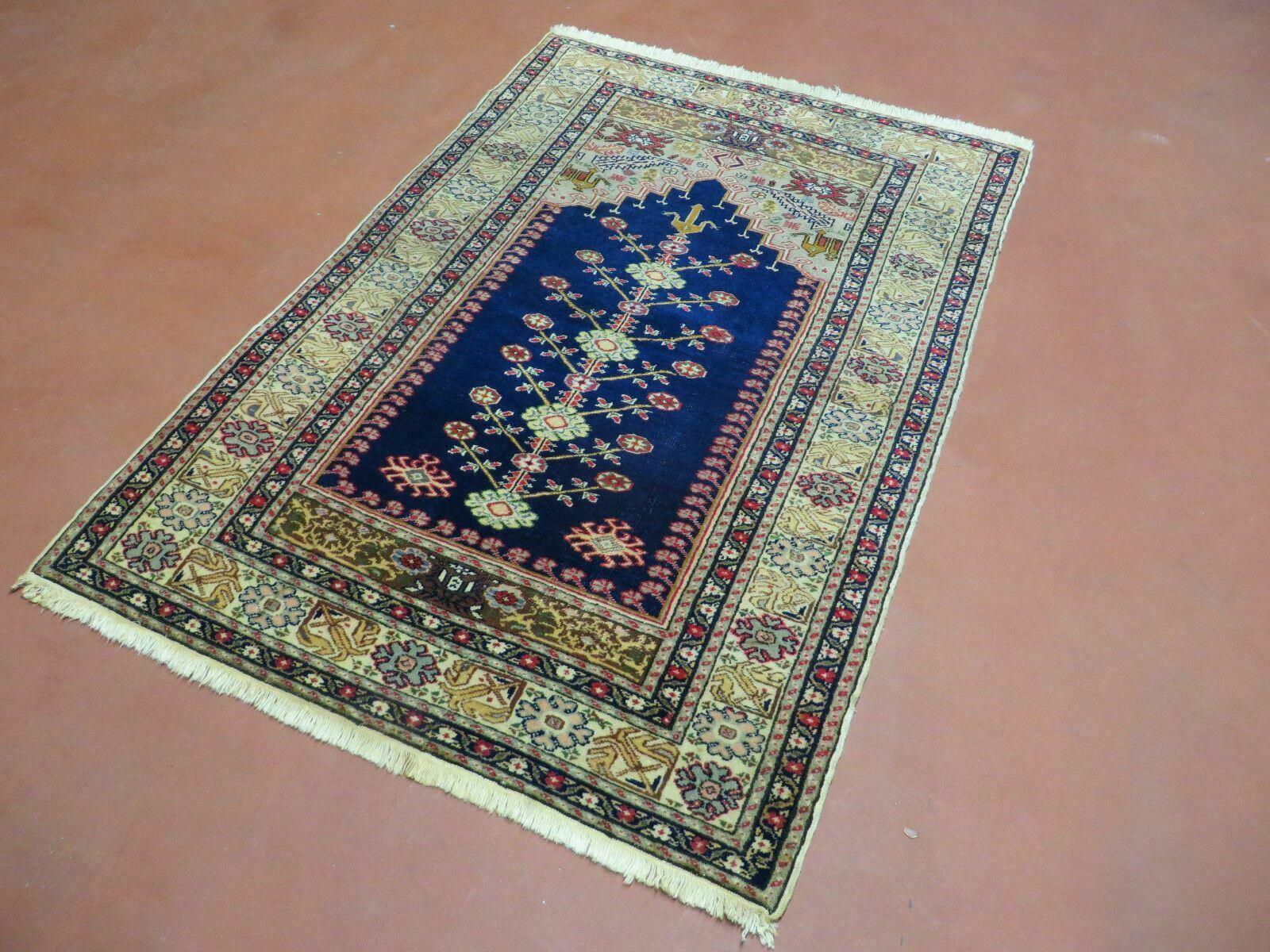 3' X 4' Semi Antique Handmade Turkish Prayer Kaisery Wool Rug Nice - Nuvé