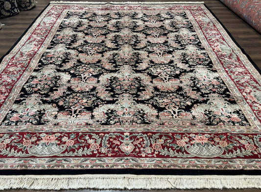 Sino Persian Rug 9x12, Black, Floral Bouquets - Nuvé