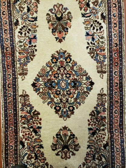 2' 7" X 4' Vintage Handmade Indian Medallion Wool Floral Beige Rug - Nuvé
