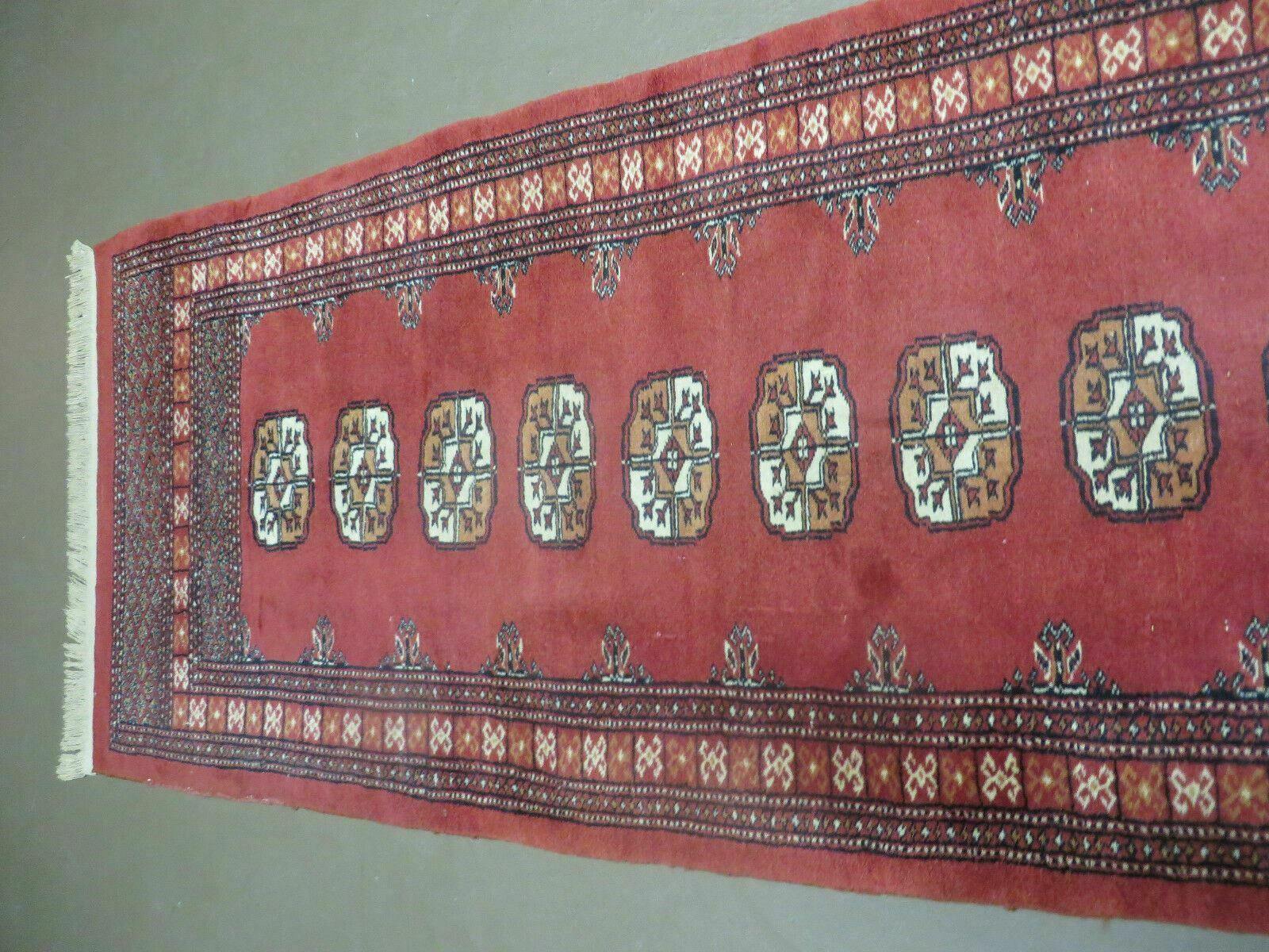 2' 8" X 10' Vintage Handmade Bokhara Turkoman Pakistani Wool Runner Rug Nice - Nuvé