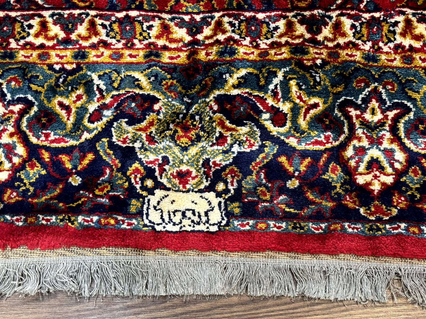 Red Persian Rug 6x9, Medallion Carpet, Ardebil Design, Vintage Belgium Power Loomed Carpet - Nuvé