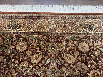 Tree of Life Indian Kashmiri Rug 6x9, Rust Red and Cream, Animal Pictorials, Fine 290 KPSI - Nuvé