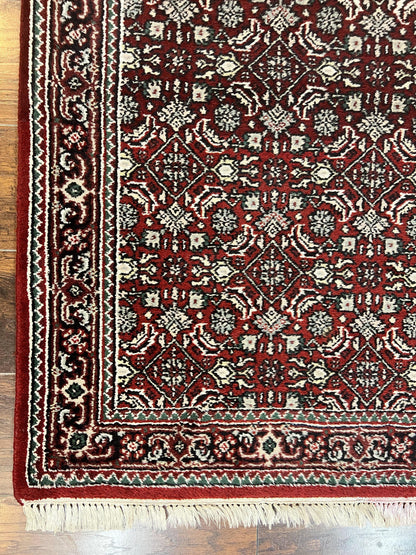 Indo Persian Runner Rug 2.7 x 8, Wool Hand Knotted Vintage Carpet, Red Black, Herati Allover Pattern, Oriental Runner, Rug for Hallway - Nuvé