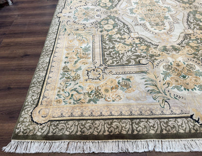 Aubusson Rug 8x10, Very Fine 225 KPSI, Floral, French European Design, Pakistani Carpet - Nuvé