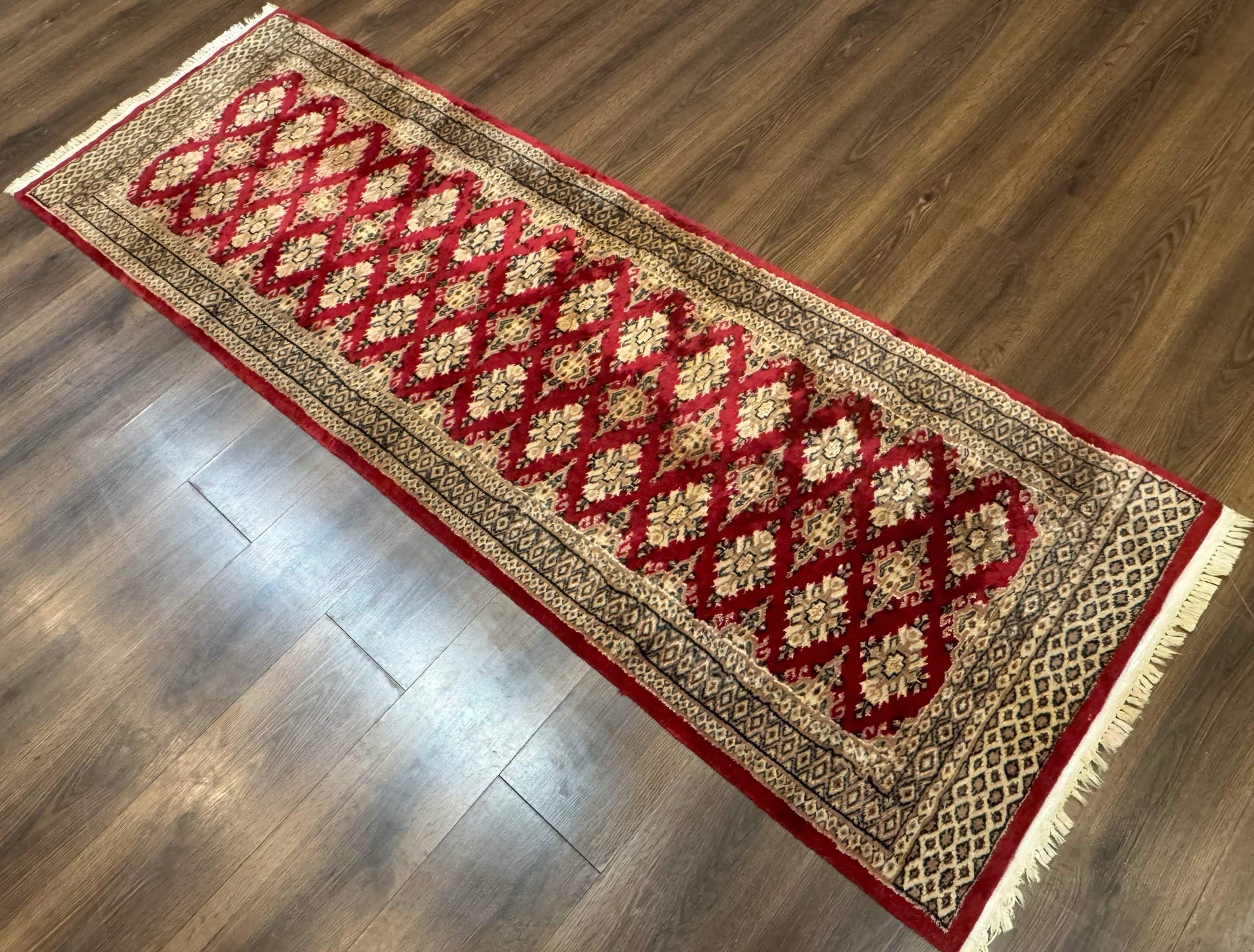 Pakistani Runner Rug 2.8 x 7.6, Red Turkoman Bokhara Runner - Nuvé