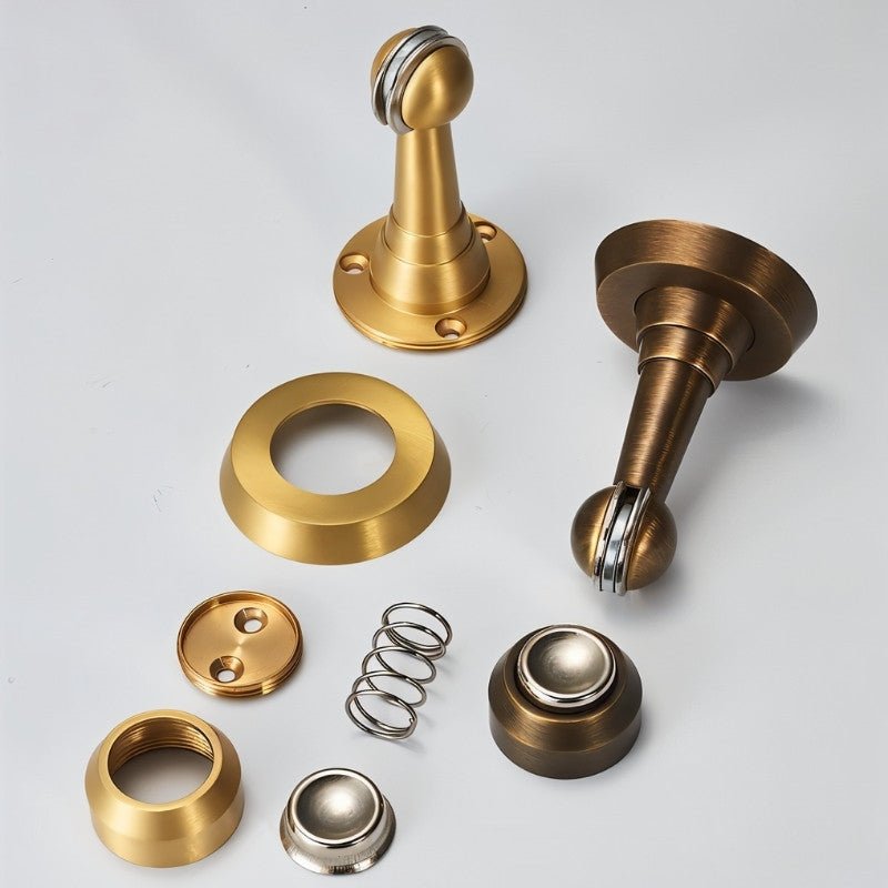 Exploded view of Residence Supply Figal door stop showing magnetic components and hardware for door hardware installation.