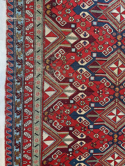 Fine Antique Natural Dyes Caucasian Soumak Area Rug 73''x91'' - Nuvé