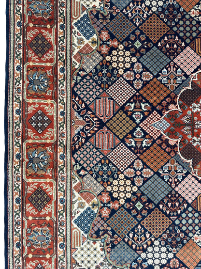 Hand-Knotted Indo-Joshegan Wool Rug – 12'2" x 9'1" – Geometric Medallion Design, Rich Warm Palette - Nuvé