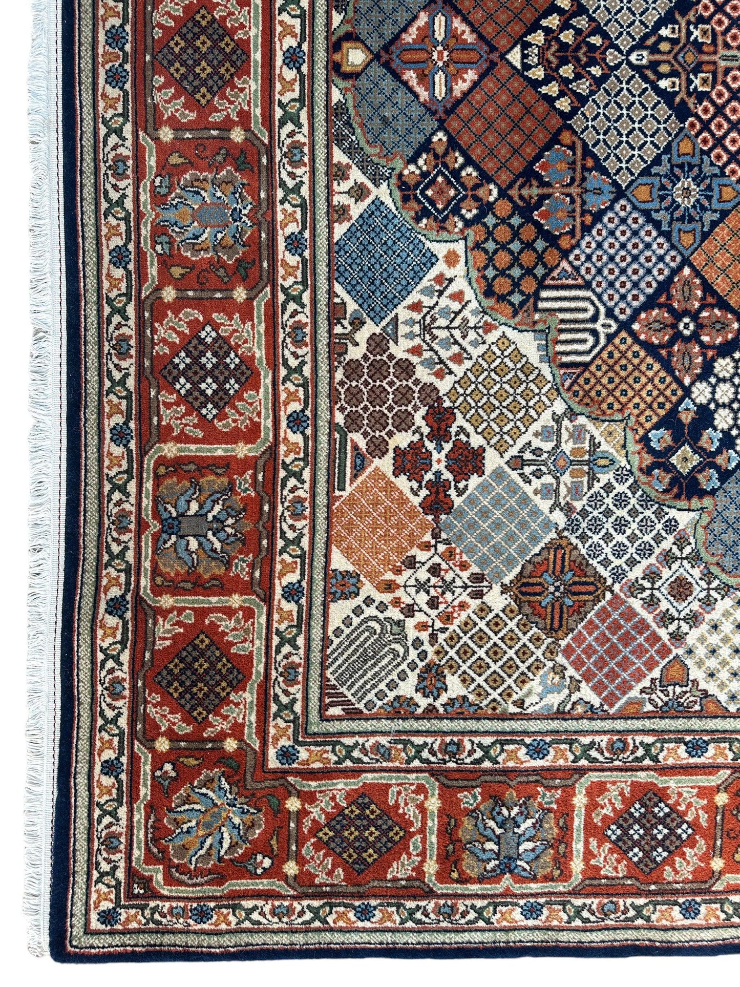 Hand-Knotted Indo-Joshegan Wool Rug – 12'2" x 9'1" – Geometric Medallion Design, Rich Warm Palette - Nuvé