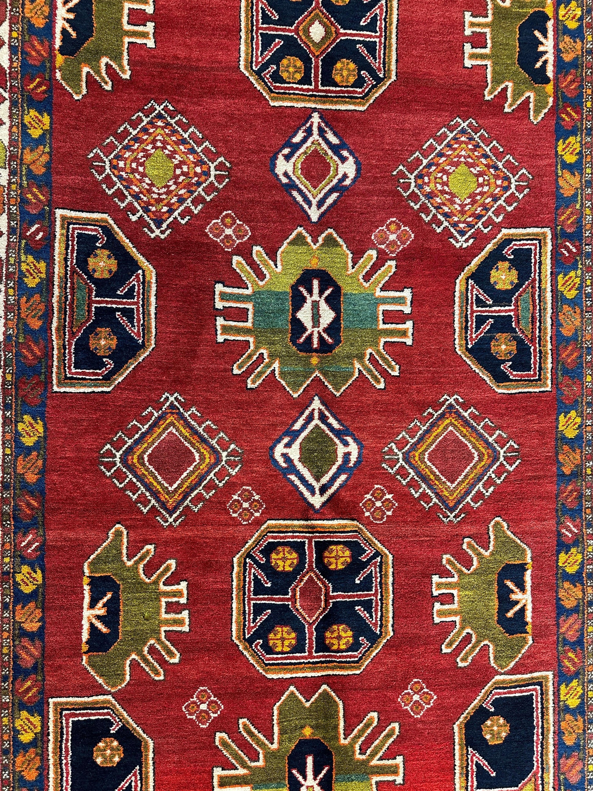 Hand-Knotted Persian Meshgin Wool Rug – 5’ x 11’ – Vintage Tribal Masterpiece - Nuvé