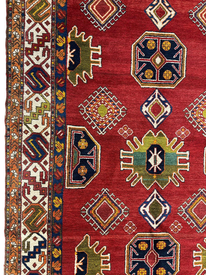 Hand-Knotted Persian Meshgin Wool Rug – 5’ x 11’ – Vintage Tribal Masterpiece - Nuvé