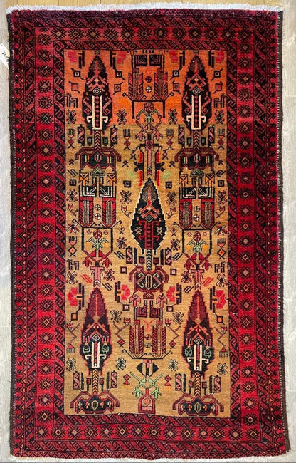 Fine Vintage Wool Baluch Rug 6x4 ft - Nuvé