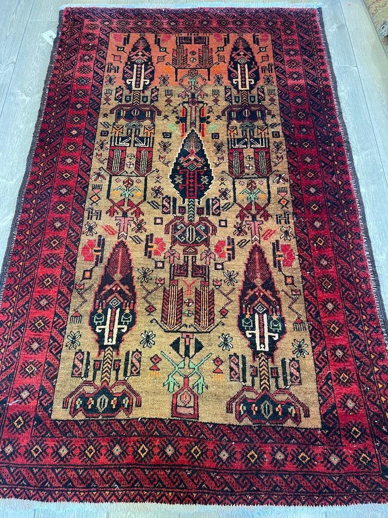 Fine Vintage Wool Baluch Rug 6x4 ft - Nuvé