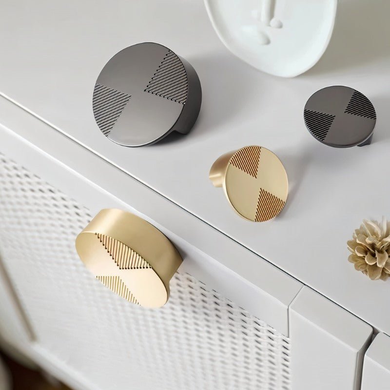 Modern geometric Flict Knob by Residence Supply, cabinet hardware with sleek design for kitchen or furniture drawers.