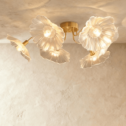 Modern Floare ceiling light by Residence Supply, featuring a floral-inspired design with white and gold accents.