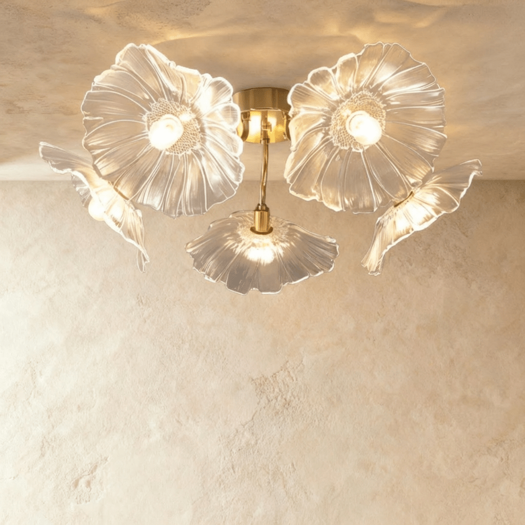 Residence Supply Floare Ceiling Light fixture with floral design and modern white finish, ideal for contemporary home lighting.