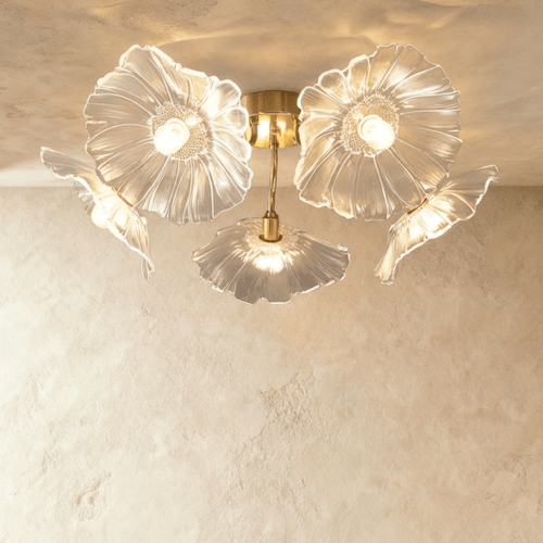 Residence Supply Floare Ceiling Light fixture with floral design and modern white finish, ideal for contemporary home lighting.