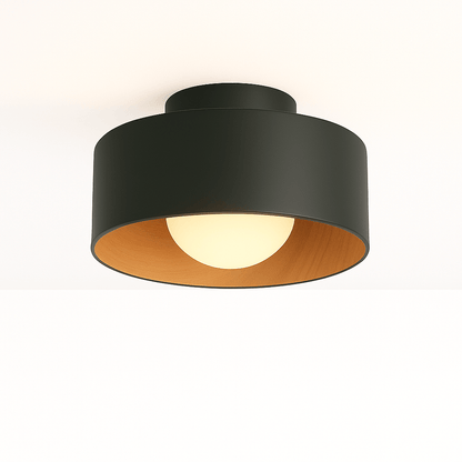 Folkio ceiling light by Residence Supply featuring a modern, circular design with a sleek metal finish and integrated LED lighting.