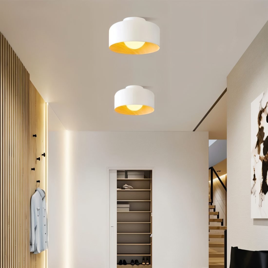 Folkio ceiling light by Residence Supply featuring a modern, minimalist design with a sleek metal finish and adjustable hanging cords.