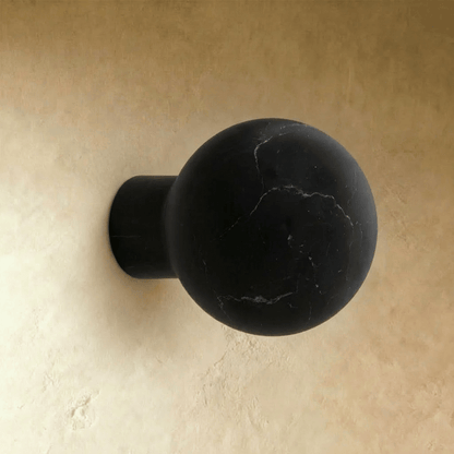 Residence Supply Fon marble knob, round white cabinet hardware with gray veining, ideal for kitchen or bathroom cabinetry.