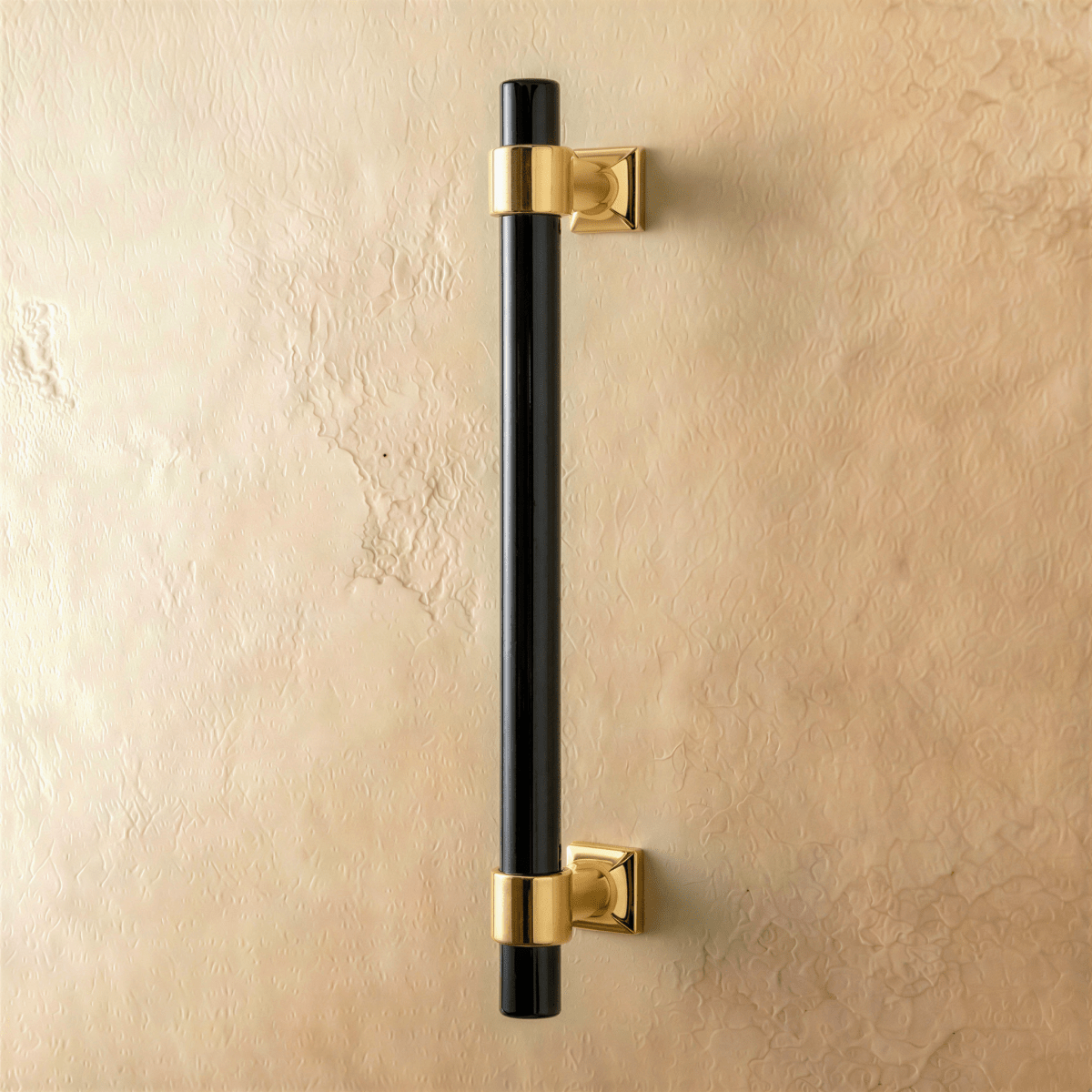 Clear acrylic Frada knob and pull bar by Residence Supply for cabinet hardware in a modern home and garden setting.