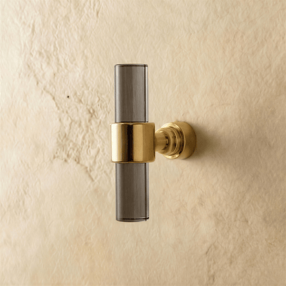 A clear image of a Frada acrylic knob and pull bar from Residence Supply, designed for cabinet hardware in home and garden.