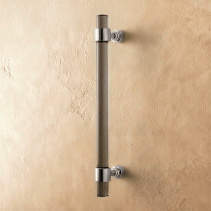 A clear image of a Frada acrylic knob and pull bar by Residence Supply, designed for cabinet hardware in home and garden decor.