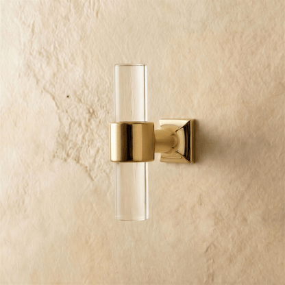 A clear image of a Frada acrylic knob and pull bar from Residence Supply, suitable for cabinet hardware in home and garden decor.