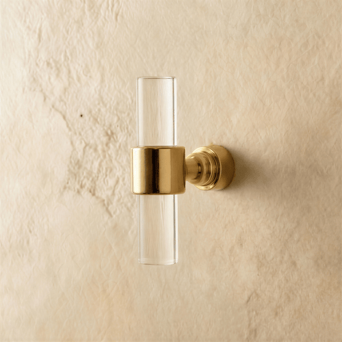 A clear image of a Frada acrylic knob and pull bar by Residence Supply, perfect for cabinet hardware in home and garden decor.