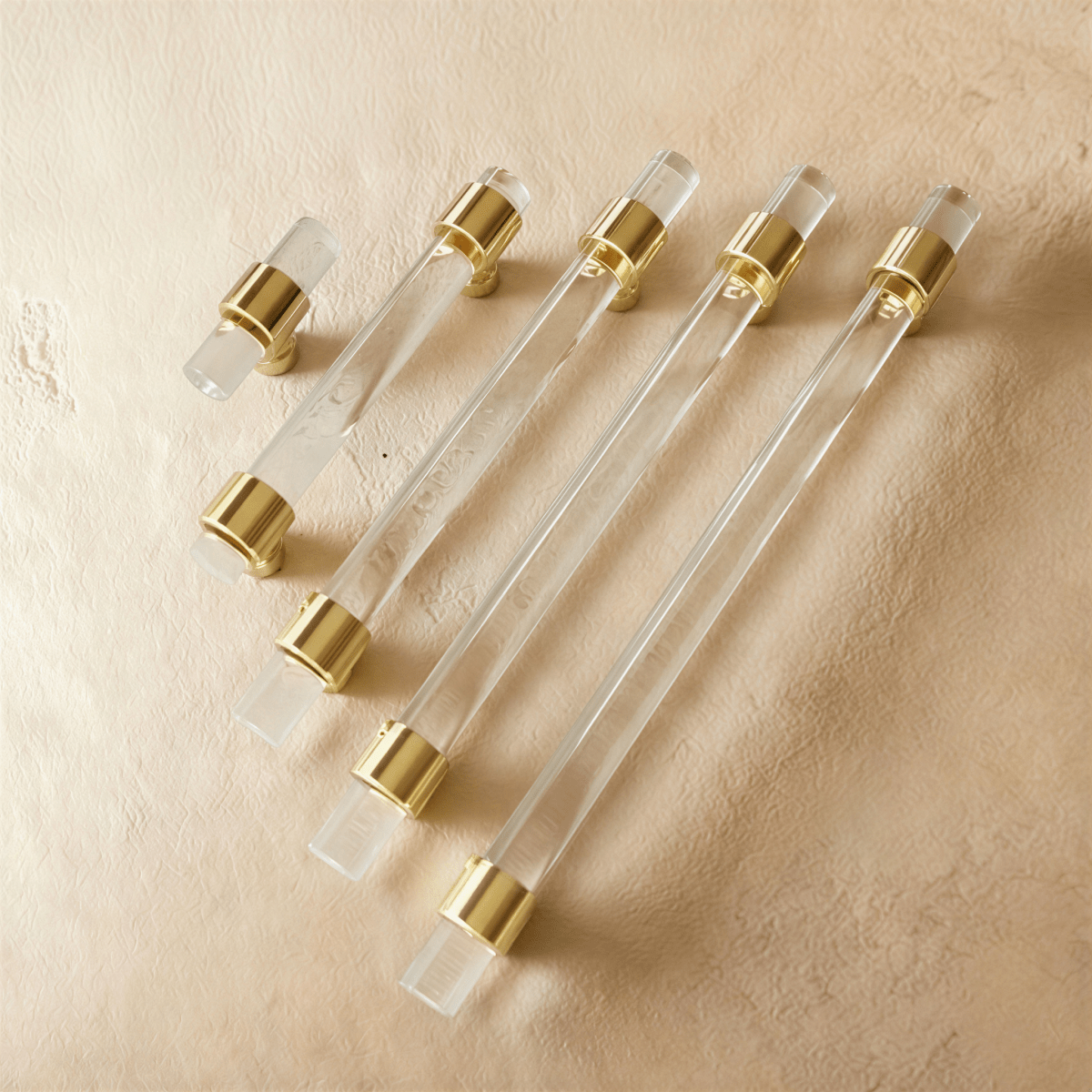 Clear acrylic knob and pull bar from Frada by Residence Supply for cabinet hardware in home and garden decor.