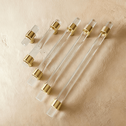 Clear acrylic knob and pull bar from Frada by Residence Supply for cabinet hardware in home and garden decor.