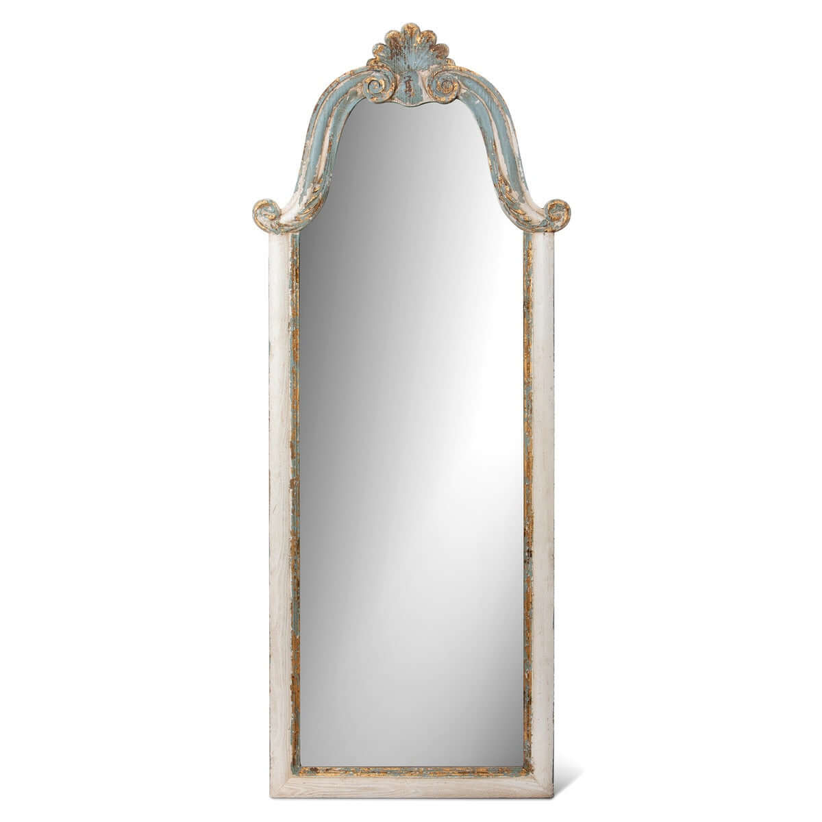 French Country Carved Wood Floor Mirror - Nuvé