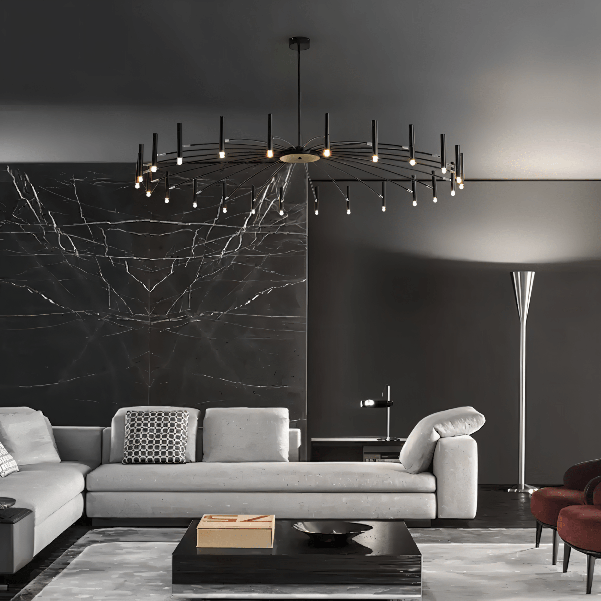 Elegant Funale chandelier by Residence Supply featuring intricate design and multiple light fixtures for stylish home lighting.
