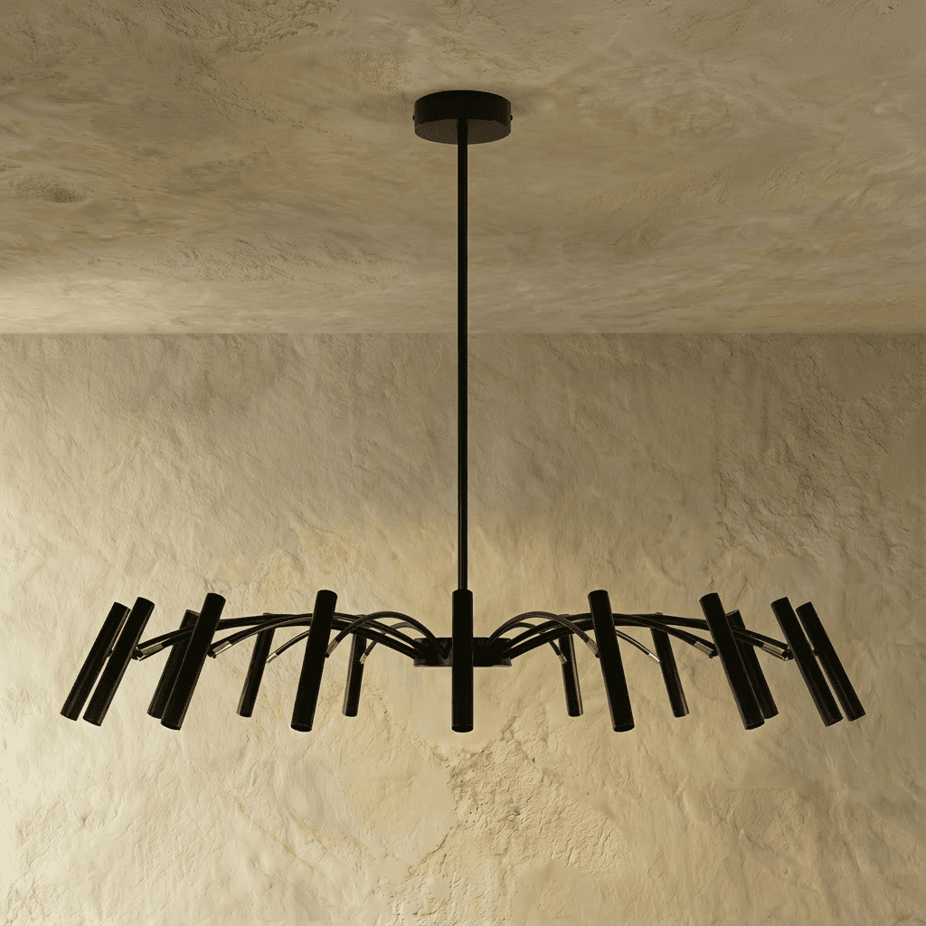 Elegant Funale chandelier by Residence Supply featuring a modern design with multiple hanging glass orbs and warm lighting accents.