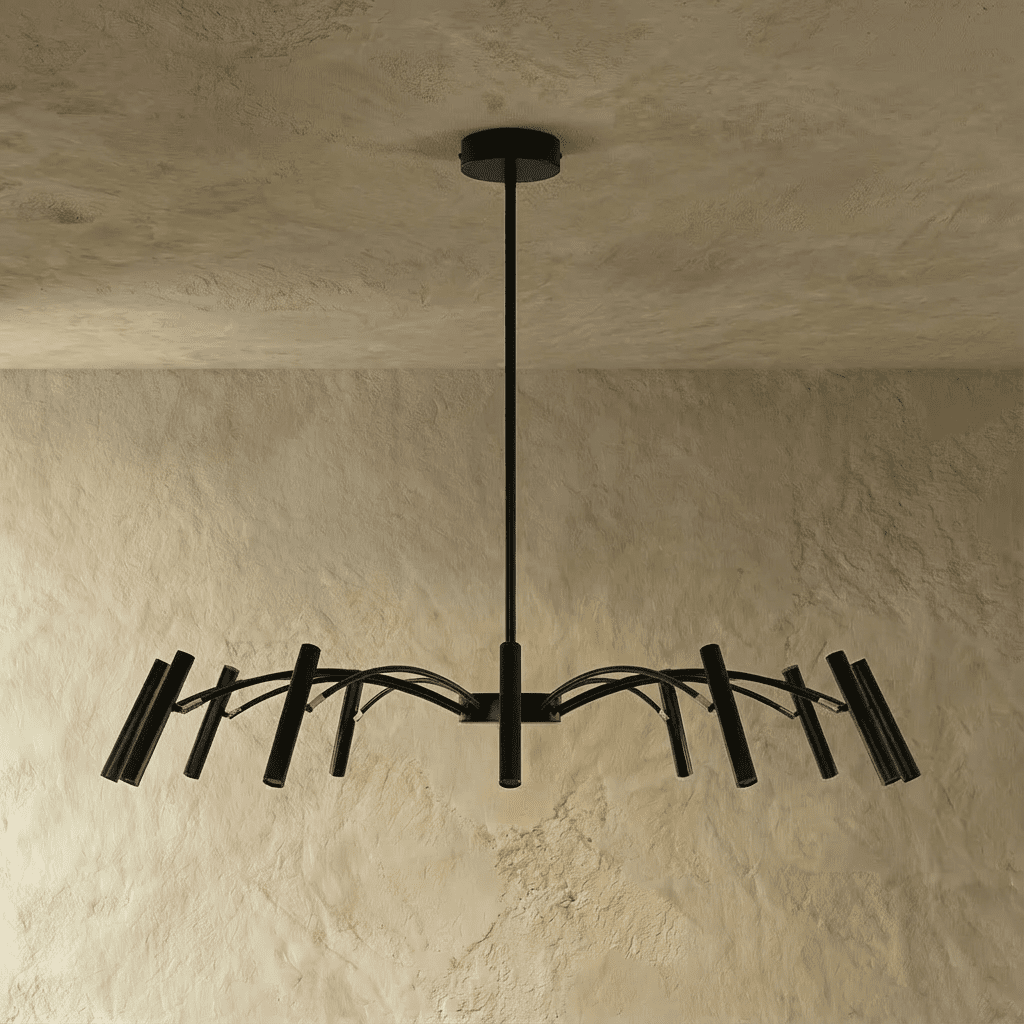 Residence Supply Funale Chandelier with sleek metal frame and multiple hanging glass shades for modern lighting decor.