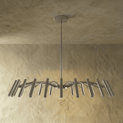 Elegant Funale chandelier by Residence Supply featuring multiple glass globes and a modern brass finish for stylish lighting.
