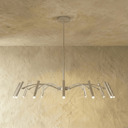 Elegant Funale chandelier by Residence Supply with intricate metalwork and multiple light bulbs, ideal for stylish interior lighting.
