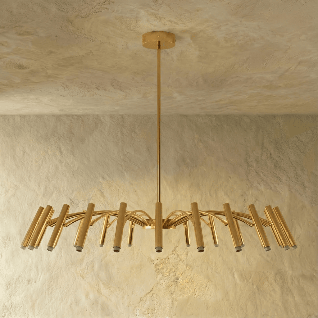 Residence Supply Funale Chandelier with multiple glass orbs and metal frame, elegant lighting fixture for modern interiors