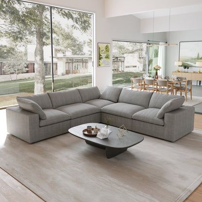 Nuvé® Solace Modular Bouclé Cloud Sofa - Space Grey - 5-Seater Corner Sectional (V-Shaped) - Nuvé