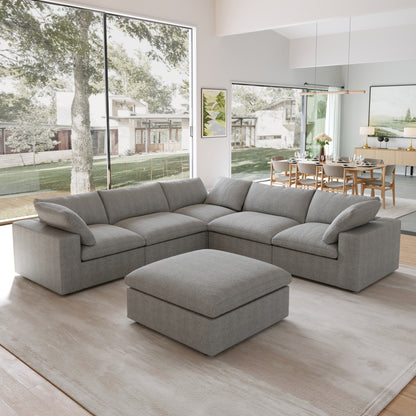Nuvé® Solace Modular Bouclé Cloud Sofa - Space Grey - 5-Seater Corner + Ottoman - Nuvé