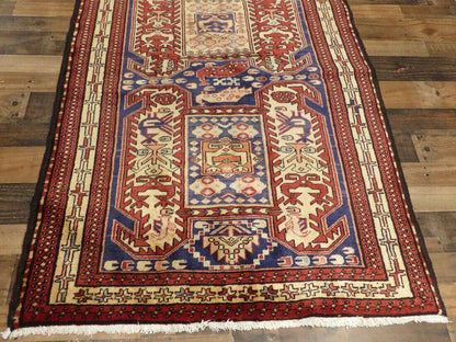 Geometric Meshkin Persian Vintage Runner Rug Handmade Wool Carpet - 4'0"x 10'4" - Nuvé