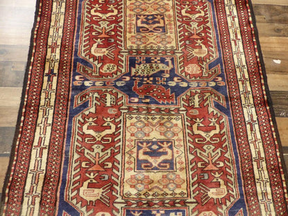 Geometric Meshkin Persian Vintage Runner Rug Handmade Wool Carpet - 4'0"x 10'4" - Nuvé