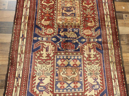 Geometric Meshkin Persian Vintage Runner Rug Handmade Wool Carpet - 4'0"x 10'4" - Nuvé