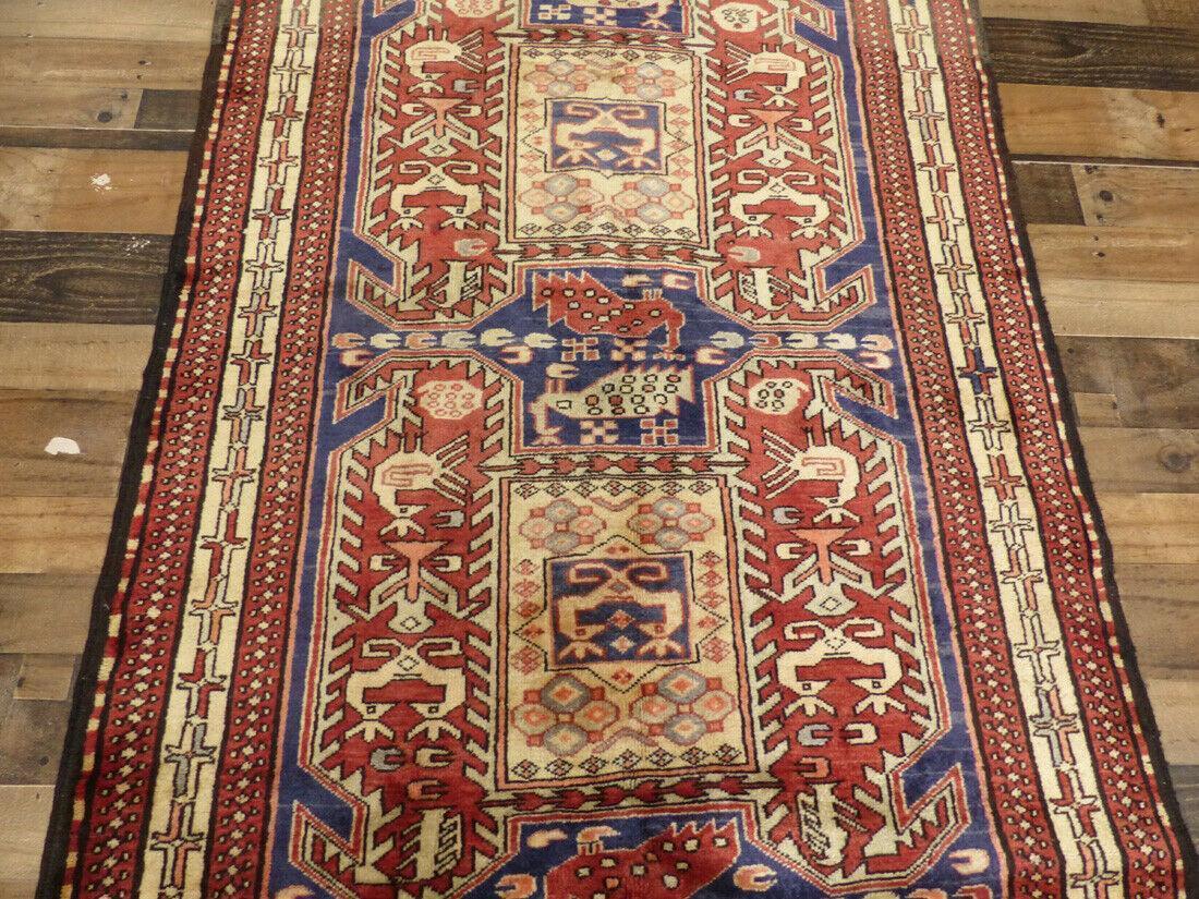 Geometric Meshkin Persian Vintage Runner Rug Handmade Wool Carpet - 4'0"x 10'4" - Nuvé